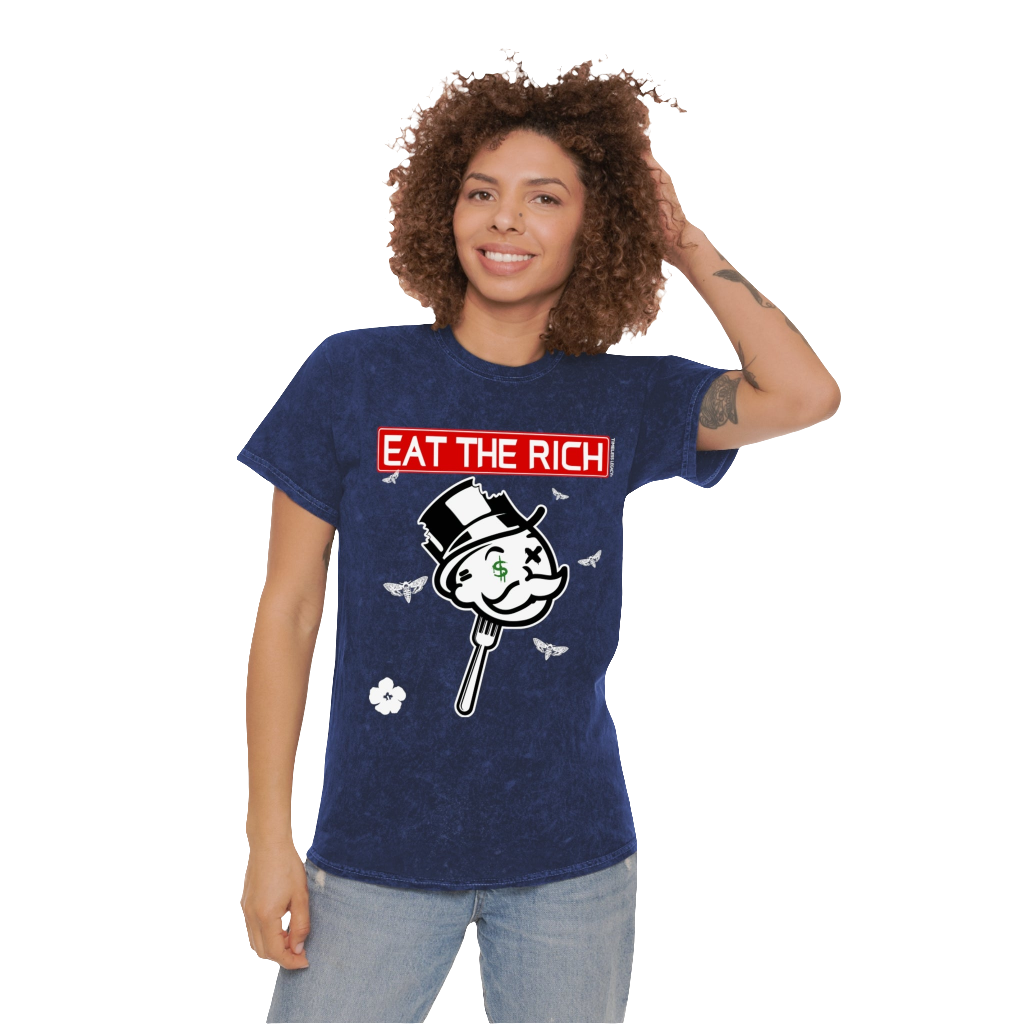 Mr.Monopoly Eat The Rich t-shirt mineral washed tee shirt butterfly death head moth short sleeve tie dye tie-dye