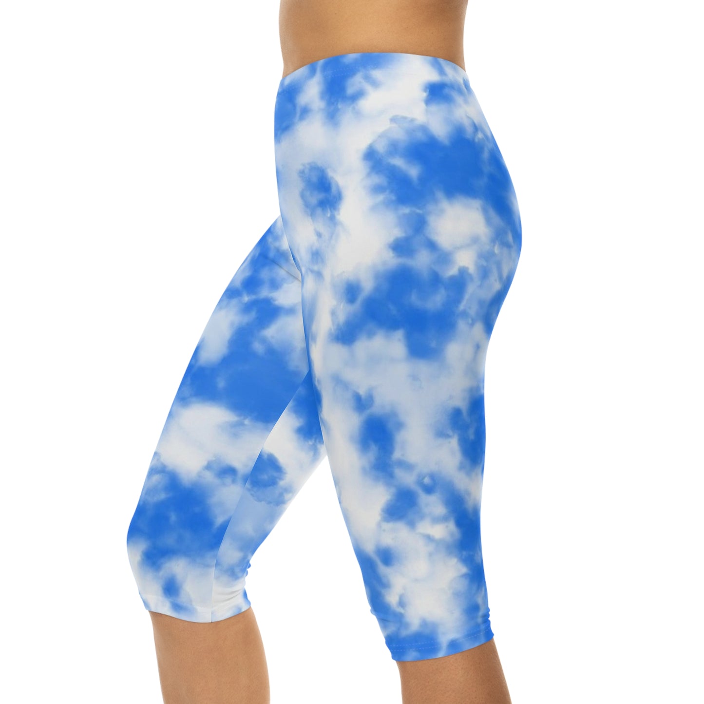 cloud sky light blue baby blue flams fire women woman girl girls tie-dye tye-die tye-dye tie-die tie die tye dye legging capris capri workout shorts pants spandex yoga colorful running