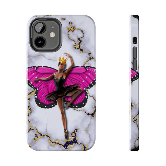 Whiter marble butterfly queen iphone impact resistant Cases