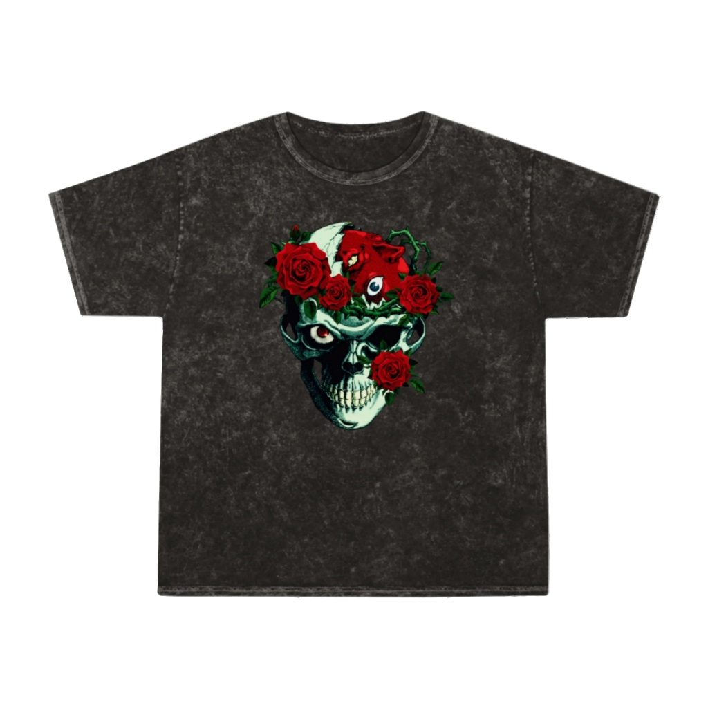 Cursed skull & roses Mineral Wash T-Shirt