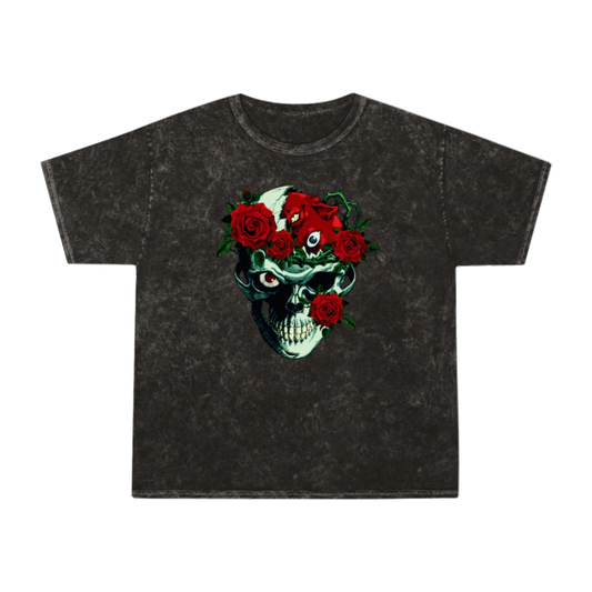 Cursed skull & roses Mineral Wash T-Shirt