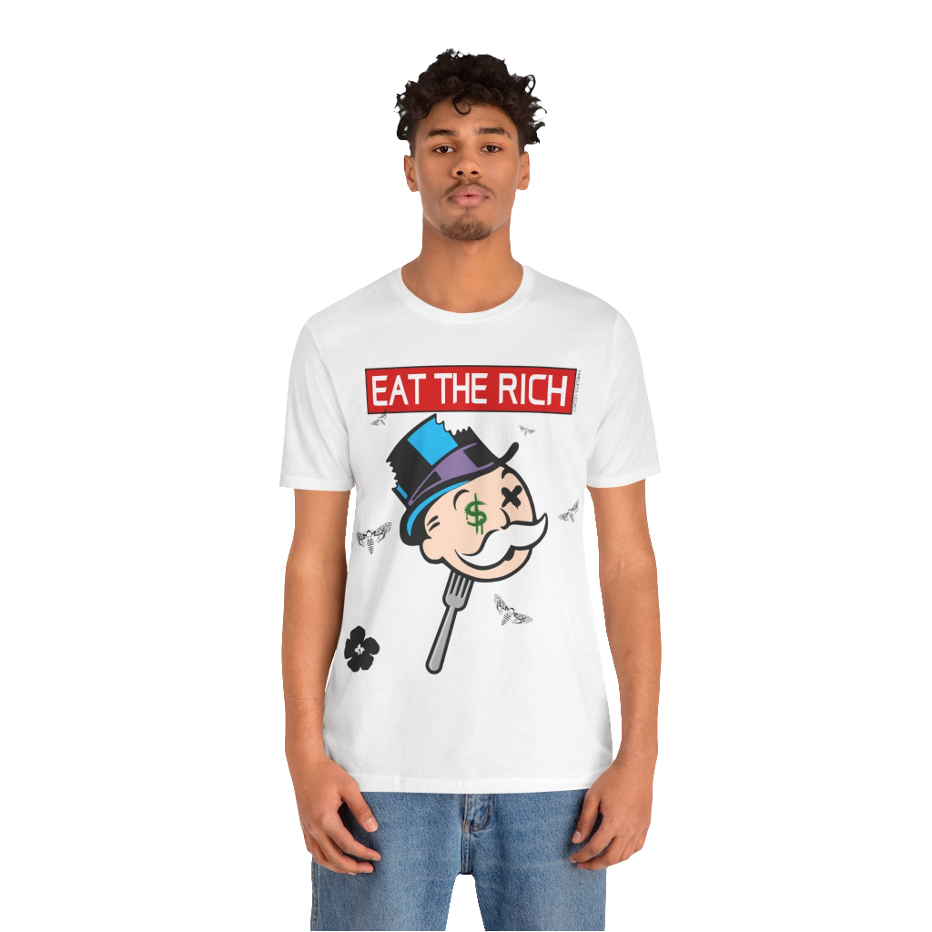 Mr.Monopoly Eat The Rich  t-shirt mineral washed tee shirt butterfly death head moth short sleeve tie dye tie-dye