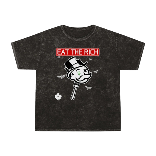 Mr.Monopoly Eat The Rich  t-shirt mineral washed tee shirt butterfly death head moth short sleeve tie dye tie-dye