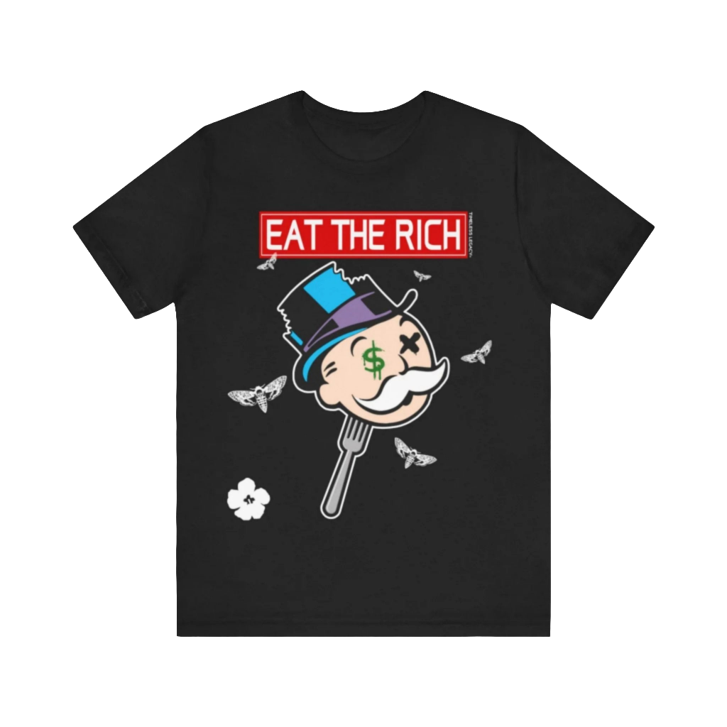 Mr.Monopoly Eat The Rich  t-shirt mineral washed tee shirt butterfly death head moth short sleeve tie dye tie-dye