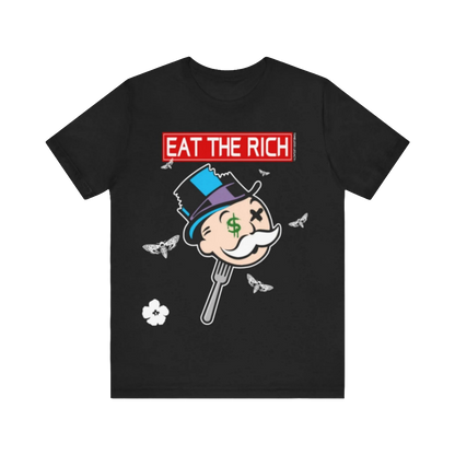 Mr.Monopoly Eat The Rich  t-shirt mineral washed tee shirt butterfly death head moth short sleeve tie dye tie-dye