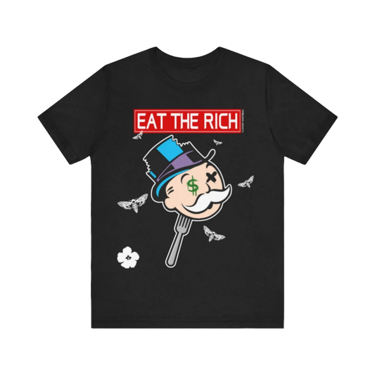 Mr.Monopoly Eat The Rich  t-shirt mineral washed tee shirt butterfly death head moth short sleeve tie dye tie-dye