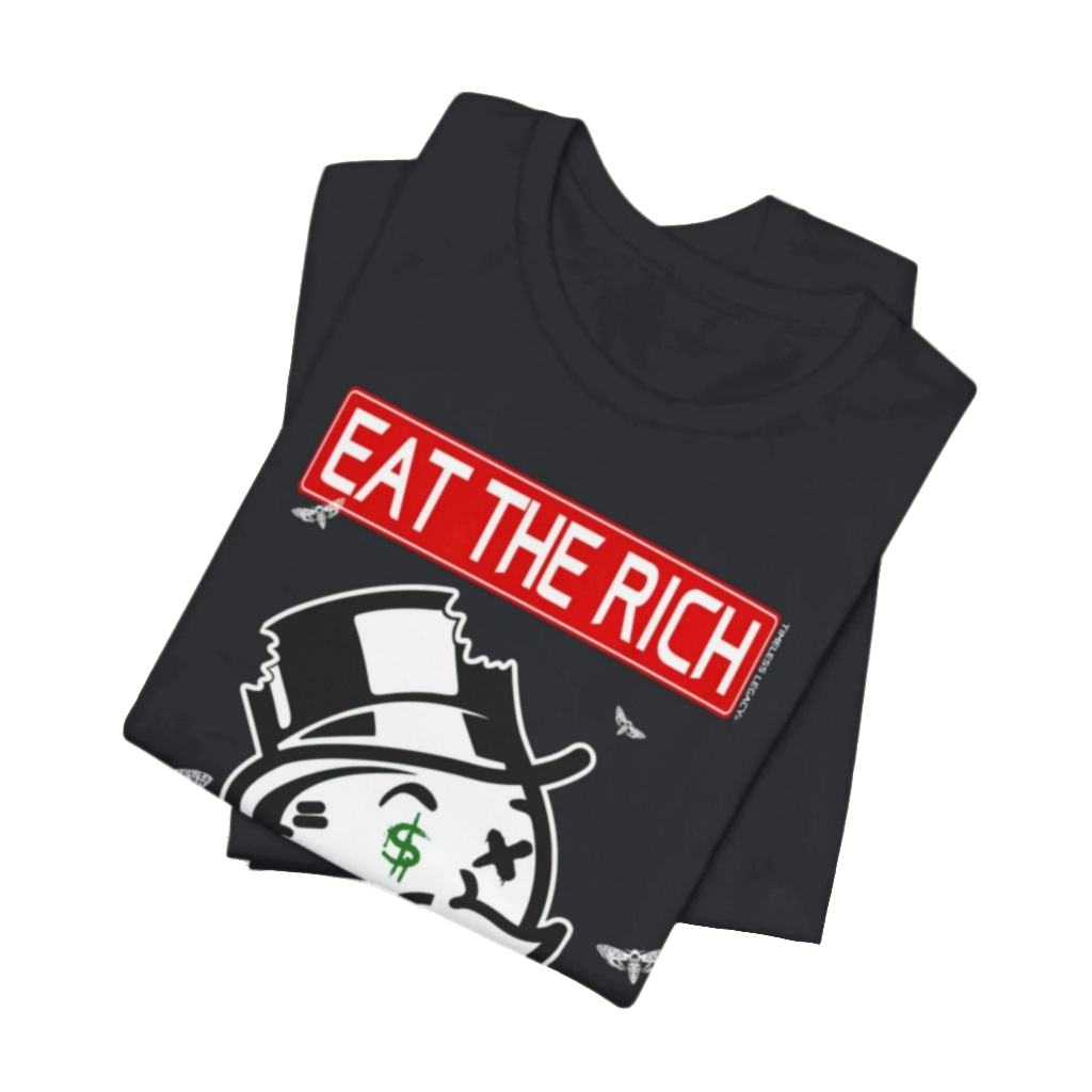 Mr.Monopoly Eat The Rich  t-shirt mineral washed tee shirt butterfly death head moth short sleeve tie dye tie-dye