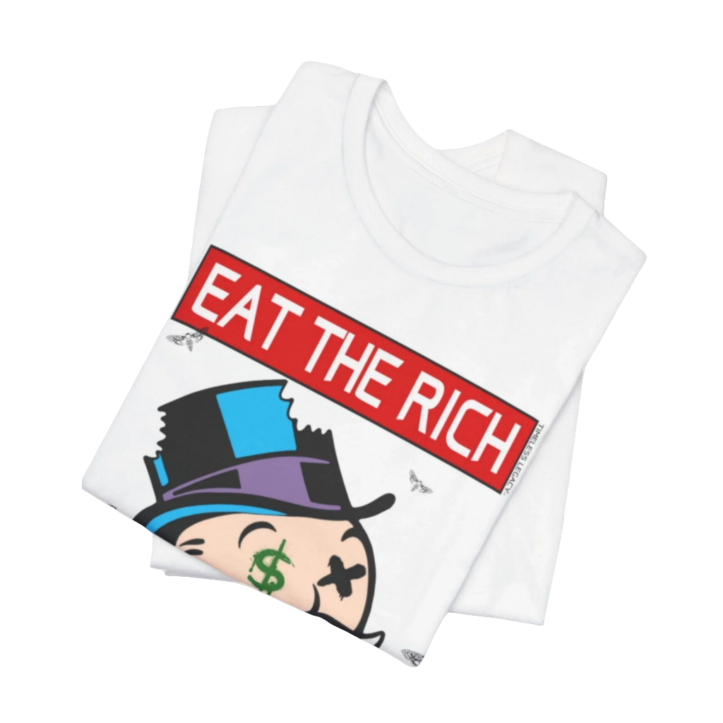 Mr.Monopoly Eat The Rich  t-shirt mineral washed tee shirt butterfly death head moth short sleeve tie dye tie-dye