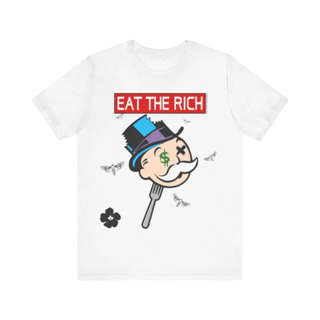 Mr.Monopoly Eat The Rich  t-shirt mineral washed tee shirt butterfly death head moth short sleeve tie dye tie-dye