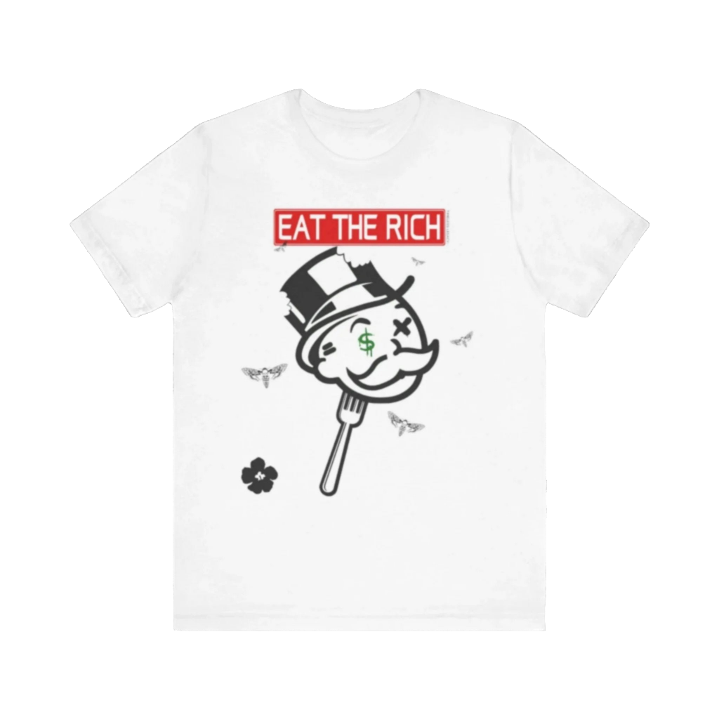 Mr.Monopoly Eat The Rich  t-shirt mineral washed tee shirt butterfly death head moth short sleeve tie dye tie-dye