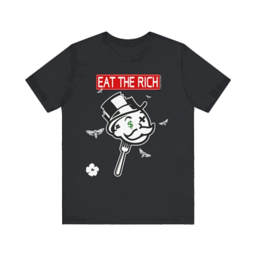 Mr.Monopoly Eat The Rich  t-shirt mineral washed tee shirt butterfly death head moth short sleeve tie dye tie-dye