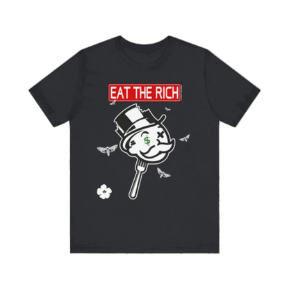 Mr.Monopoly Eat The Rich  t-shirt mineral washed tee shirt butterfly death head moth short sleeve tie dye tie-dye