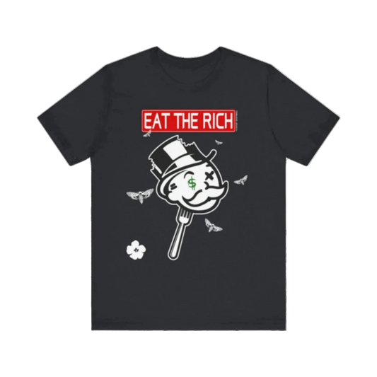 Mr.Monopoly Eat The Rich  t-shirt mineral washed tee shirt butterfly death head moth short sleeve tie dye tie-dye