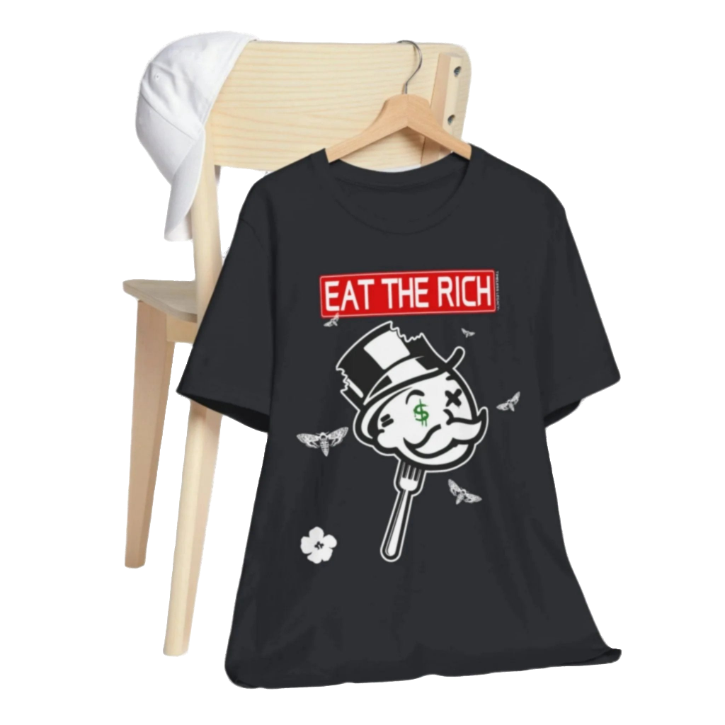 Mr.Monopoly Eat The Rich  t-shirt mineral washed tee shirt butterfly death head moth short sleeve tie dye tie-dye