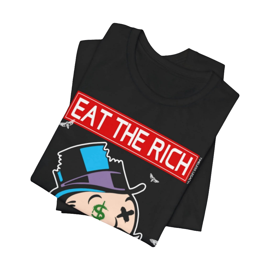 Mr.Monopoly Eat The Rich  t-shirt mineral washed tee shirt butterfly death head moth short sleeve tie dye tie-dye