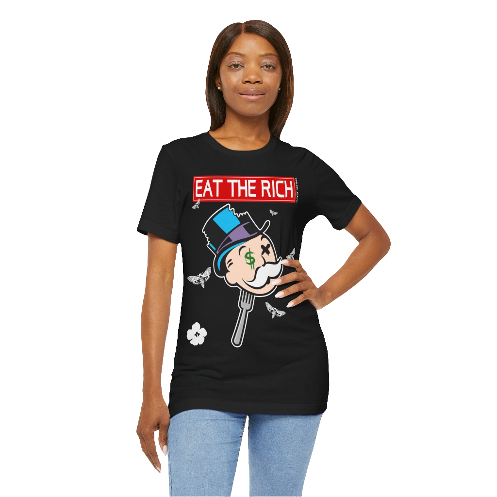 Mr.Monopoly Eat The Rich  t-shirt mineral washed tee shirt butterfly death head moth short sleeve tie dye tie-dye