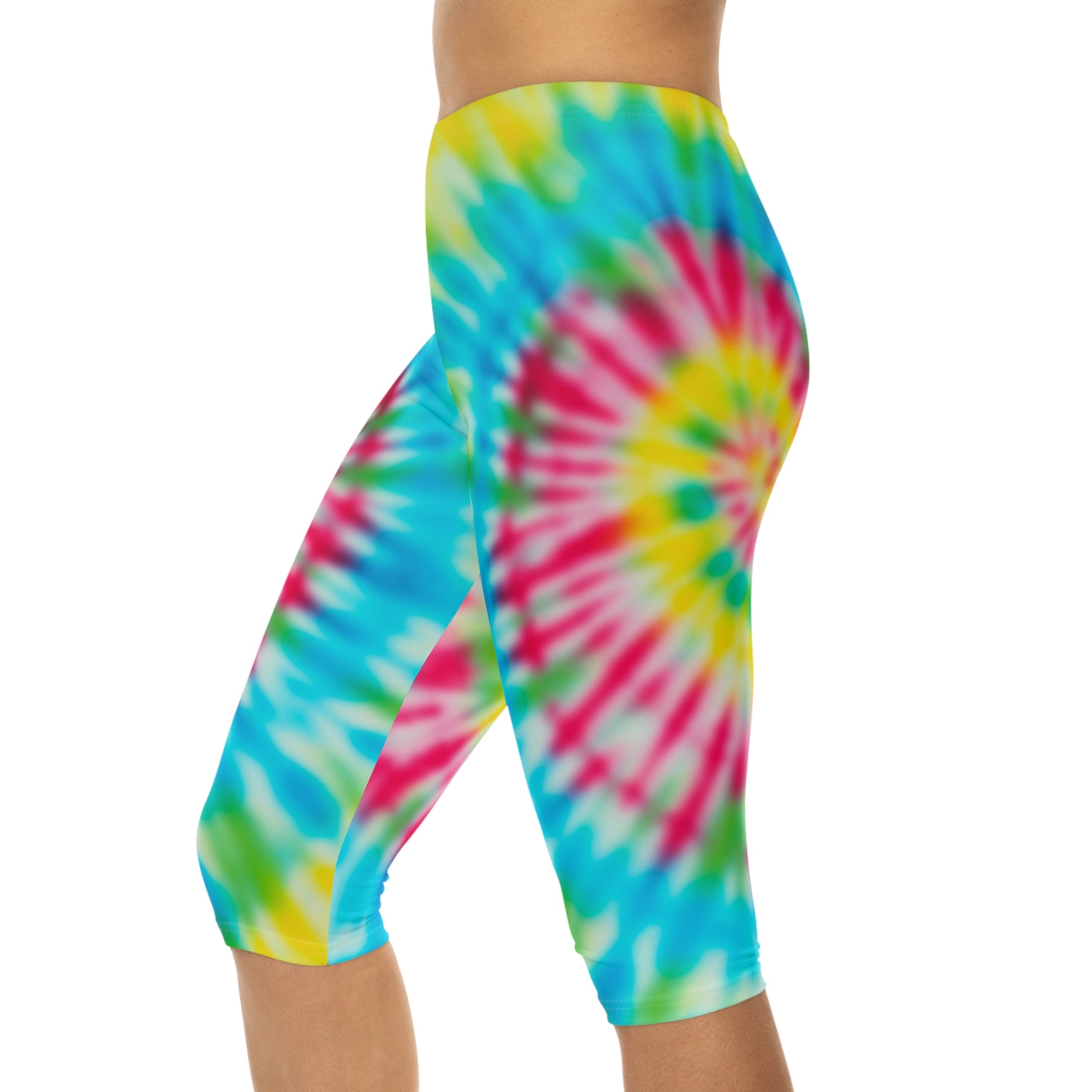 pink blue yellow women woman girl girls tie-dye tye-die tye-dye tie-die tie die tye dye legging capris capri workout shorts pants spandex yoga colorful running 