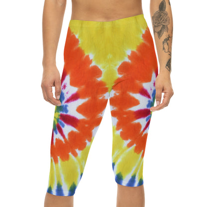 tie-dye tye-dye die-die tie die tye dye leggings capri spandex tights running yoga workout pants woman women colorful rainbow 