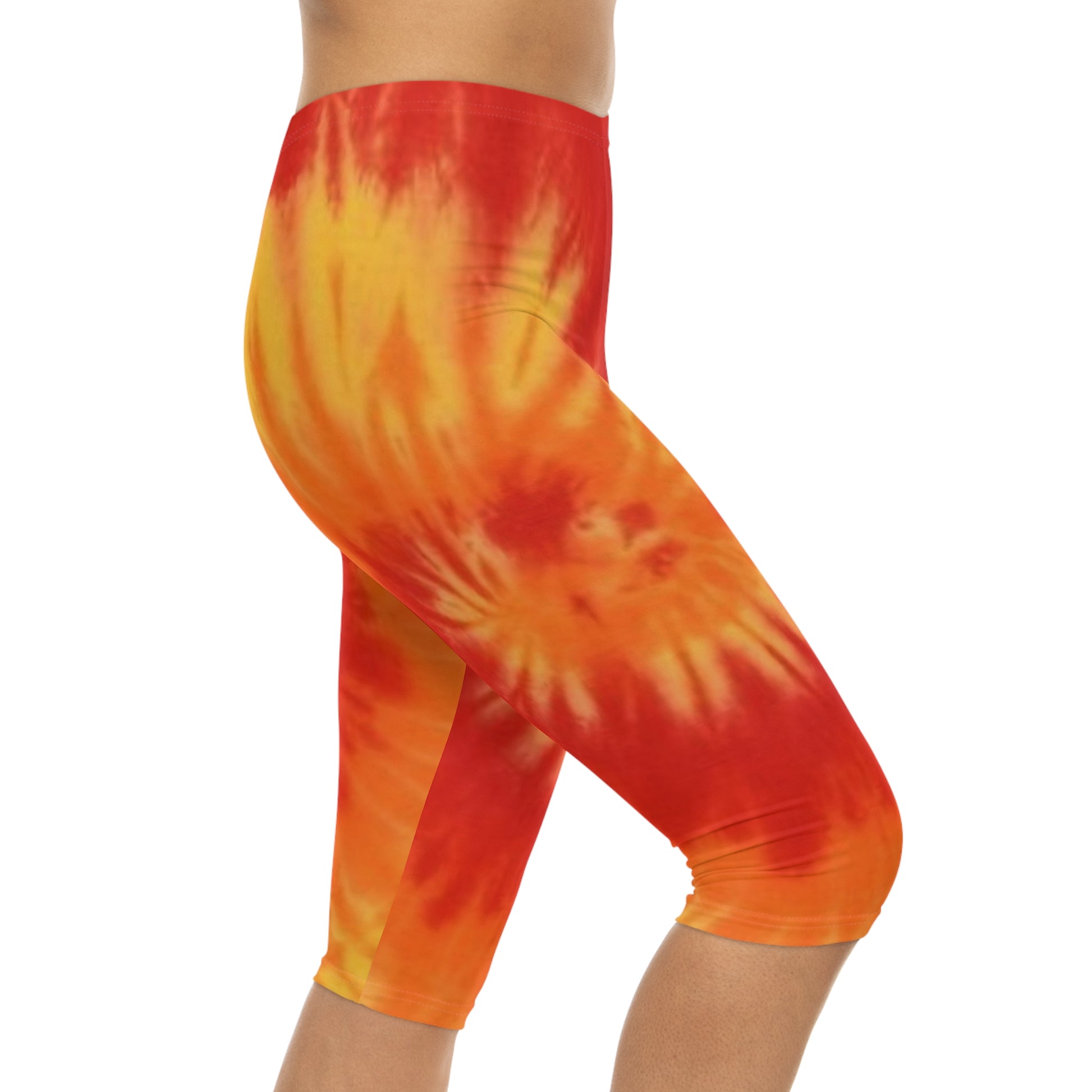 sun sunshine sunflower flame flams fire women woman girl girls tie-dye tye-die tye-dye tie-die tie die tye dye legging capris capri workout shorts pants spandex yoga colorful running 