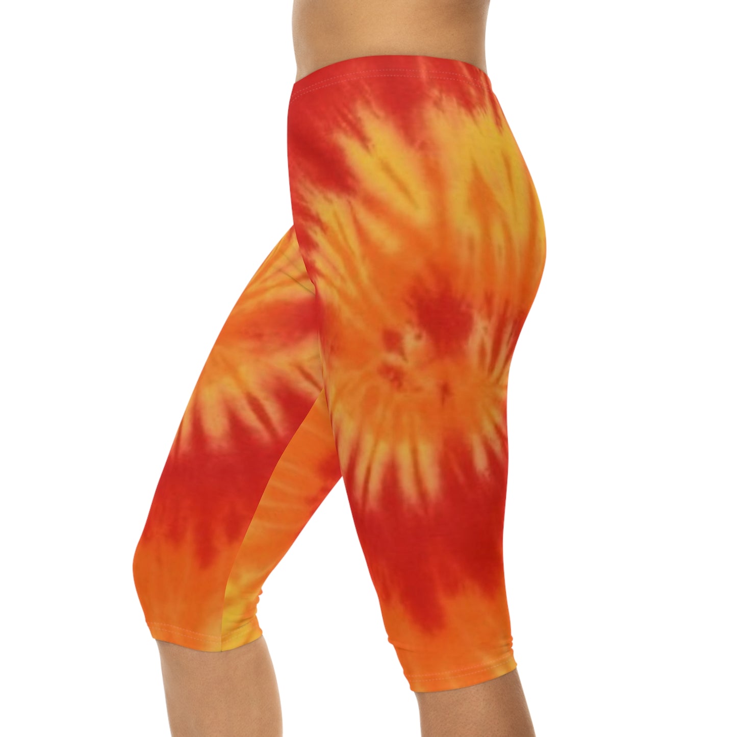 sun sunshine sunflower flame flams fire women woman girl girls tie-dye tye-die tye-dye tie-die tie die tye dye legging capris capri workout shorts pants spandex yoga colorful running 