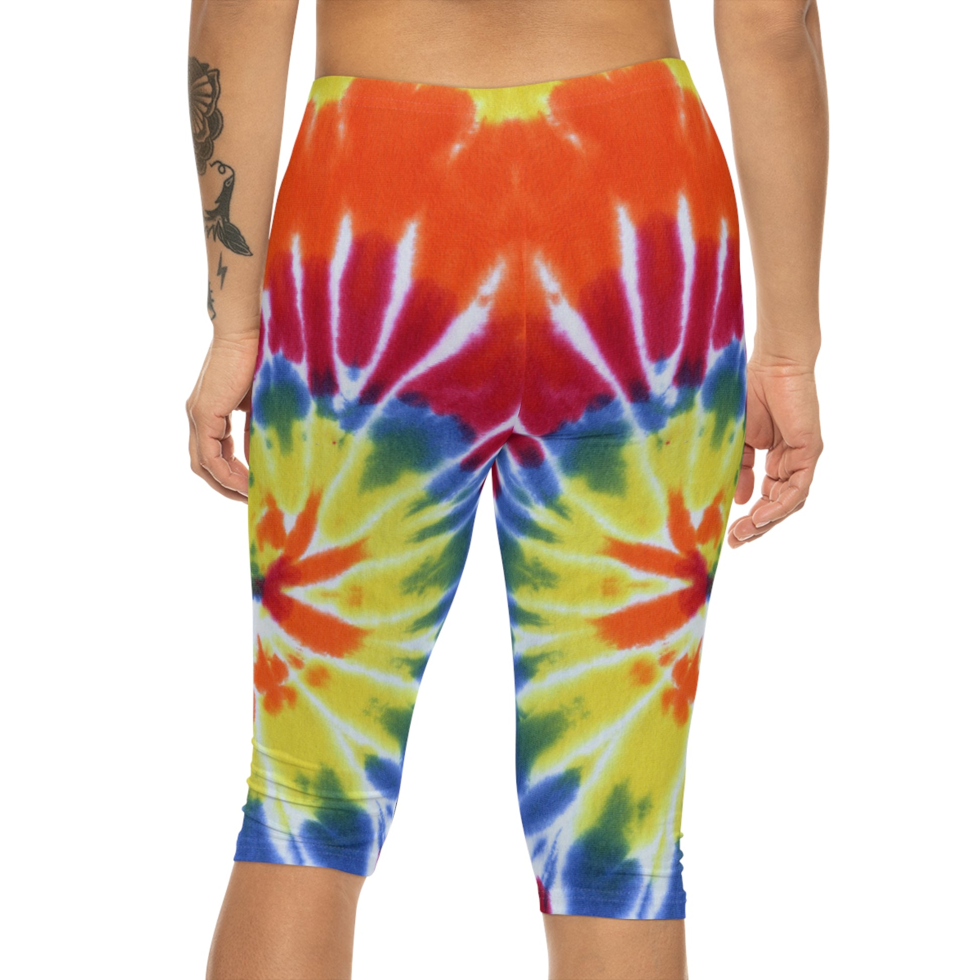 tie-dye tye-dye die-die tie die tye dye leggings capri spandex tights running yoga workout pants woman women colorful rainbow 