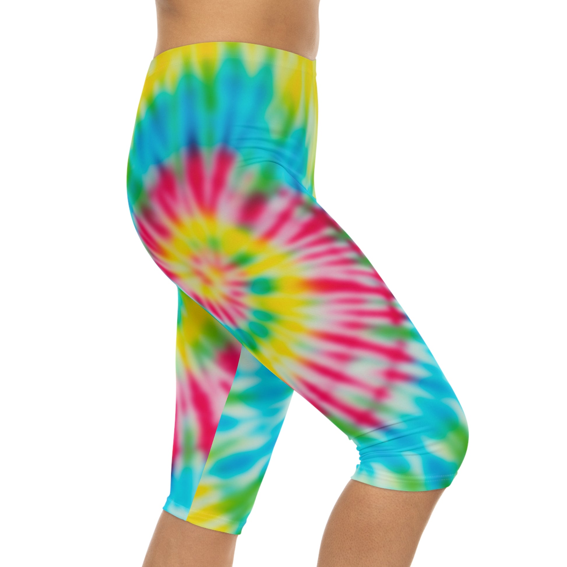 pink blue yellow women woman girl girls tie-dye tye-die tye-dye tie-die tie die tye dye legging capris capri workout shorts pants spandex yoga colorful running 