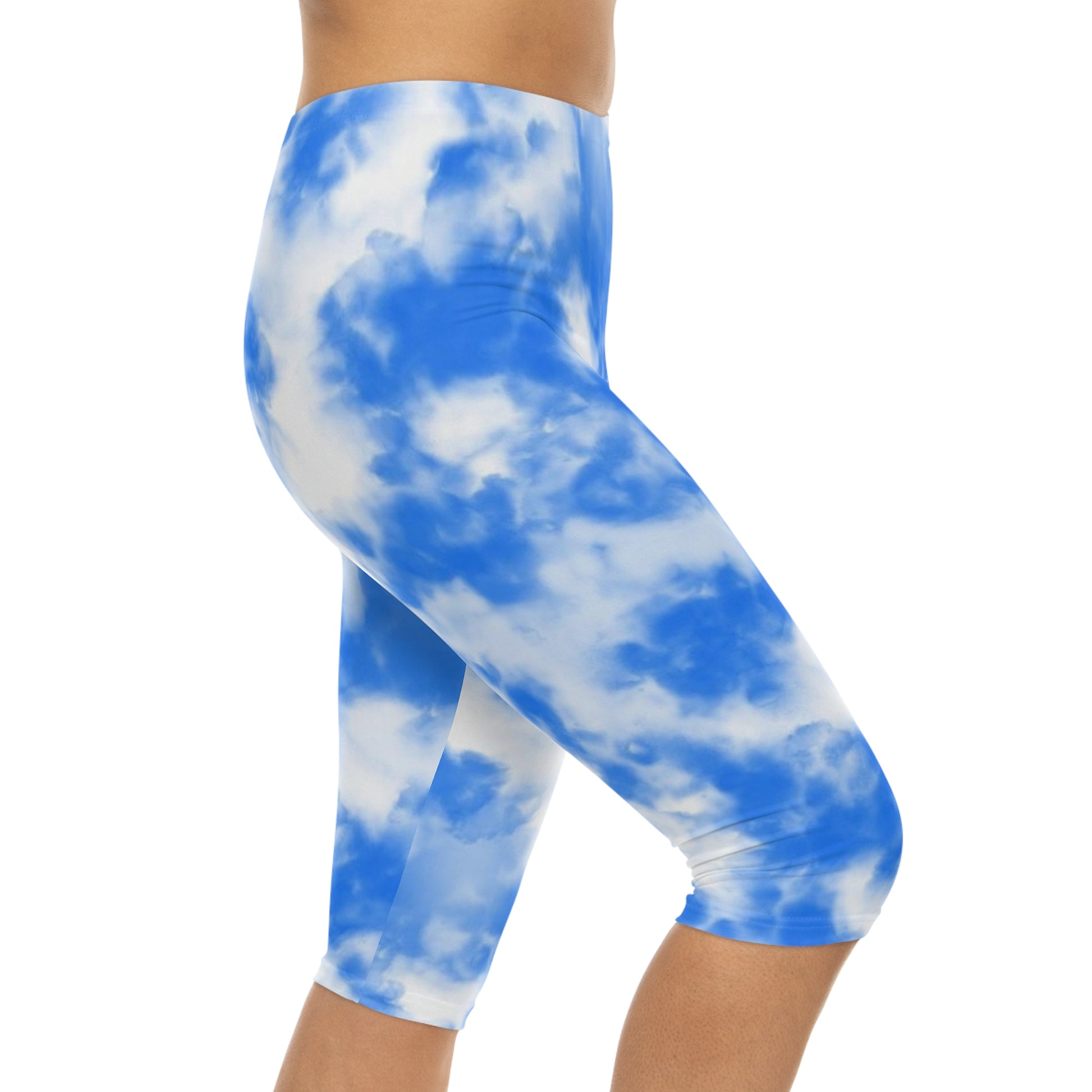 cloud sky light blue baby blue  flams fire women woman girl girls tie-dye tye-die tye-dye tie-die tie die tye dye legging capris capri workout shorts pants spandex yoga colorful running 