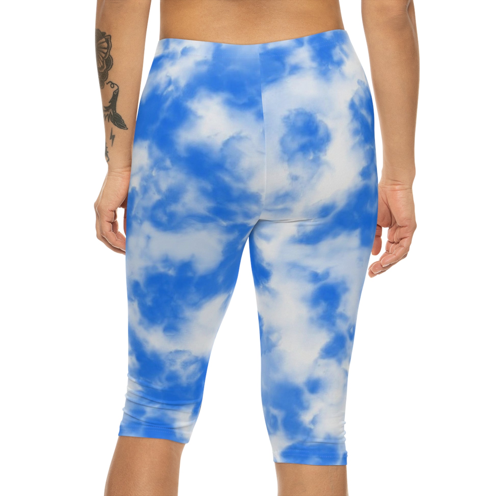 cloud sky light blue baby blue  flams fire women woman girl girls tie-dye tye-die tye-dye tie-die tie die tye dye legging capris capri workout shorts pants spandex yoga colorful running 